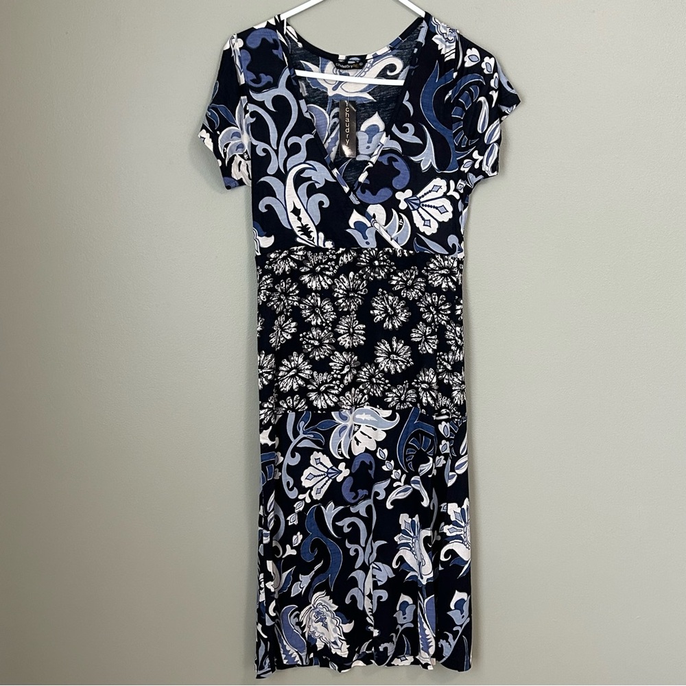 NWT Chaudry Anthropologie size small floral cotton dress women’s blue white